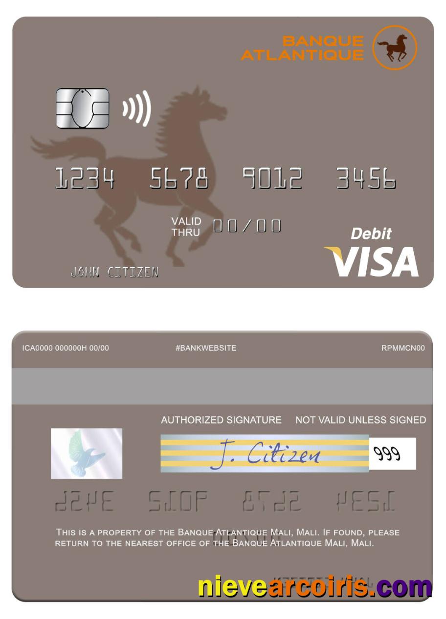 Mali Banque Atlantique Mali visa debit card